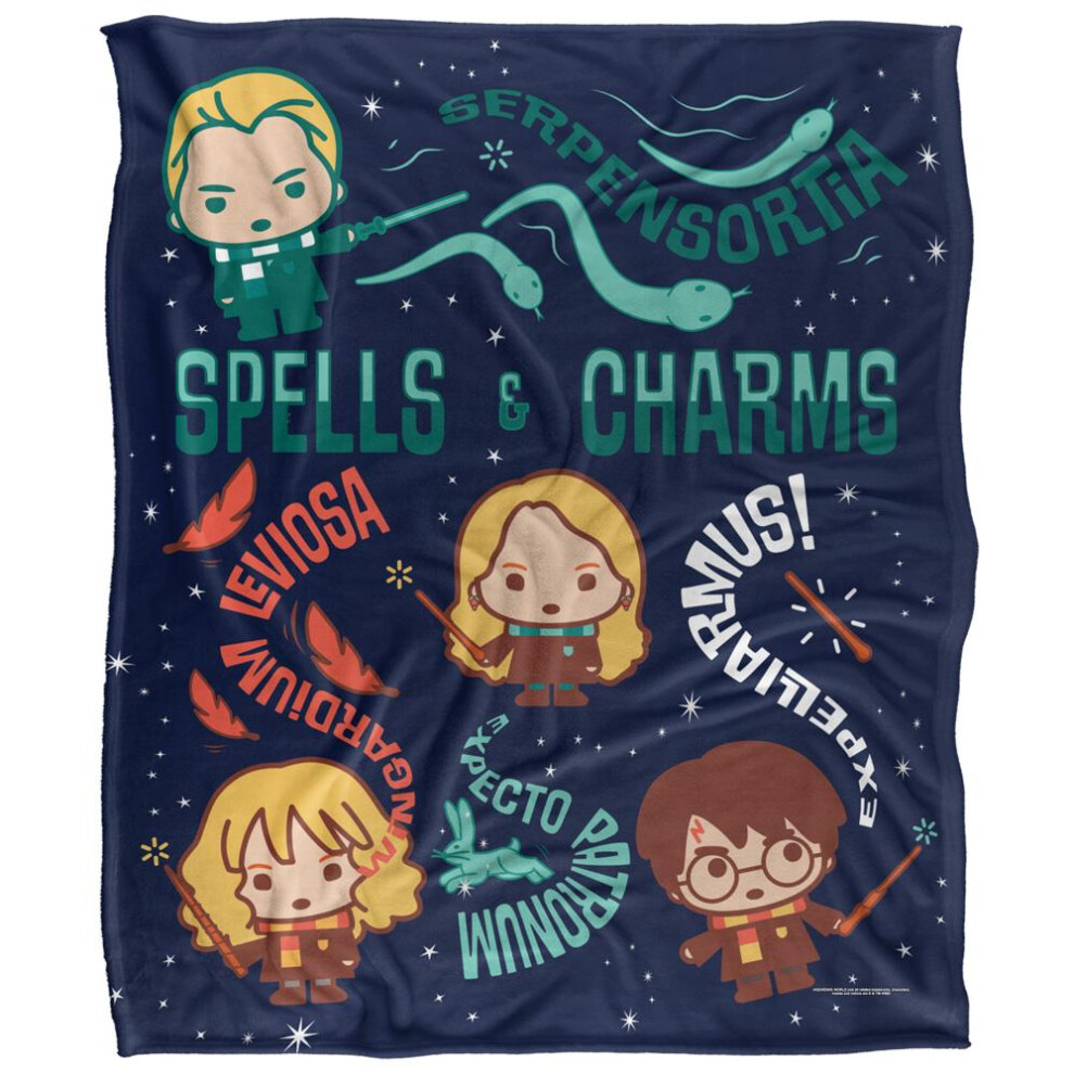Harry Potter Spells & Charms Chibi Blanket Multicoloured