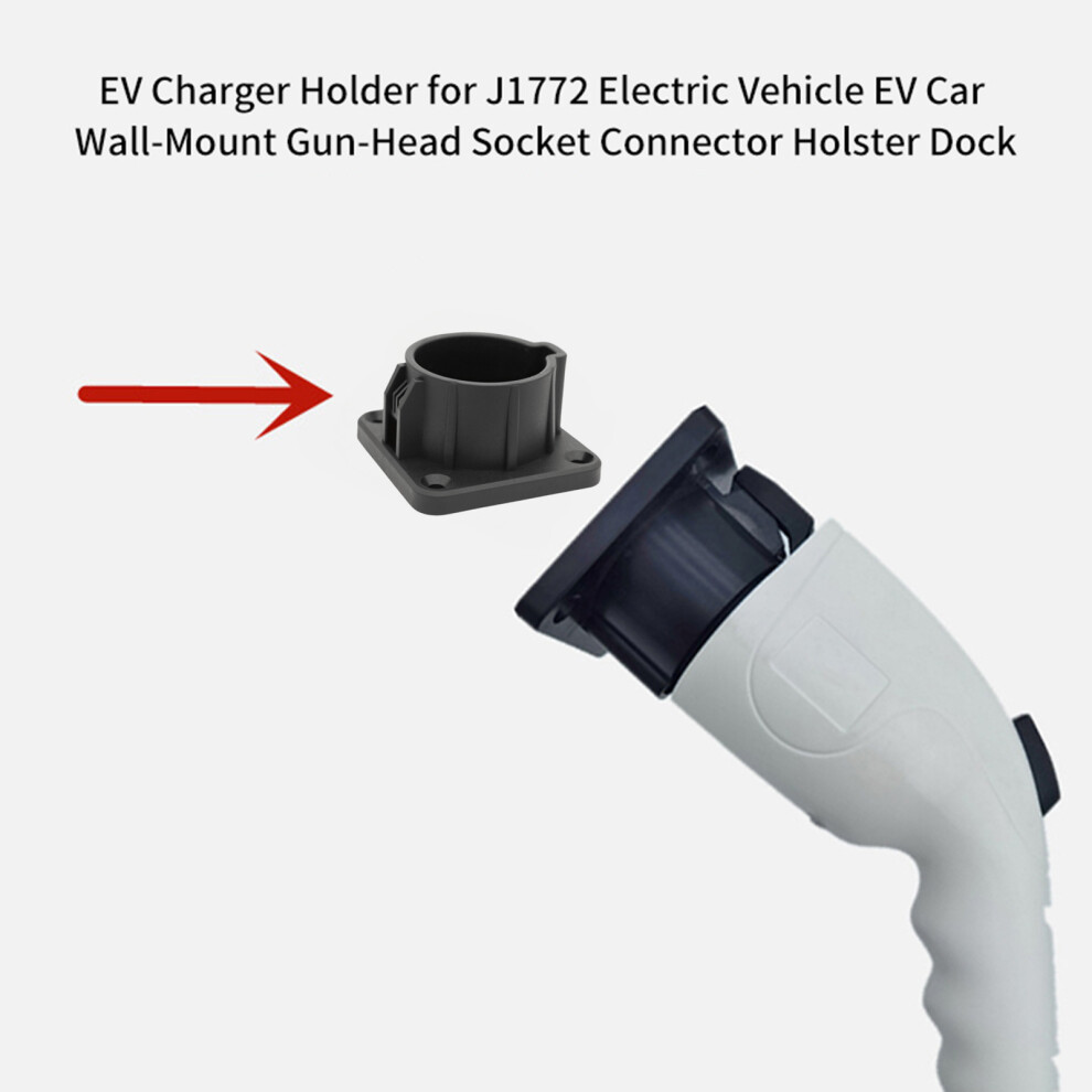 Wall-Mount J1772 Ev Charger Holder For Indoor & Outdoor Use, Black 7691370700817