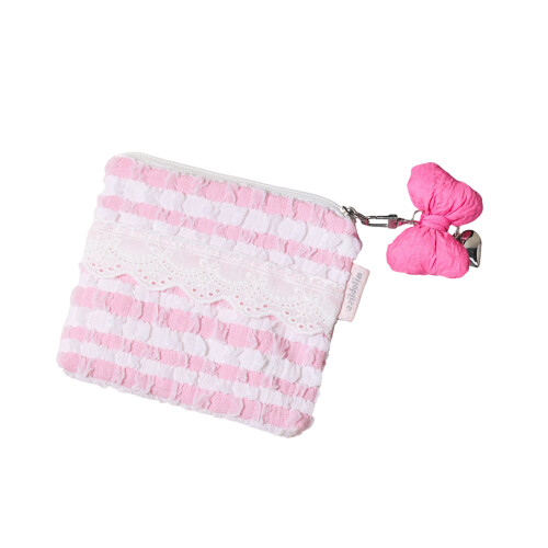 Zeitgenössische weiche Make-up-Tasche mit Spitzendetail,-Rosa