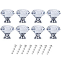 Boutons de meubles élégants, boutons en cristal, verre transparent aux bords lisses et au toucher agréable, idéaux pour votre commode, tiroir,