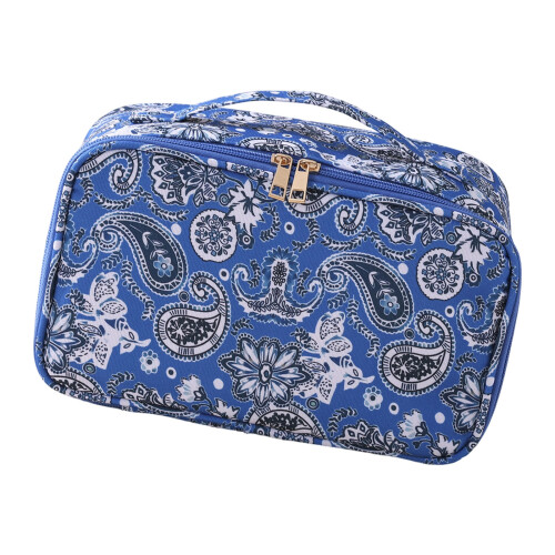 Reise-Kosmetiktasche aus Polyester, leere Tasche mit-Blau