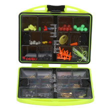 Attrezzatura da pesca impermeabile, scatola porta attrezzi compatta e portatile, 182 pezzi, multifunzionale, resistente, con coperchio trasparente,