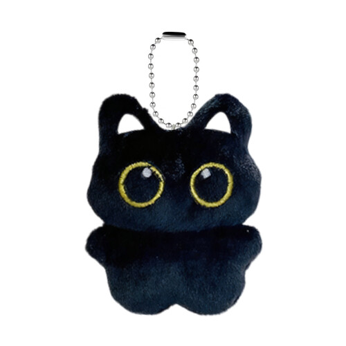 Soft Plush Cat Keychain Ghostly Wing-ZL64 full body black