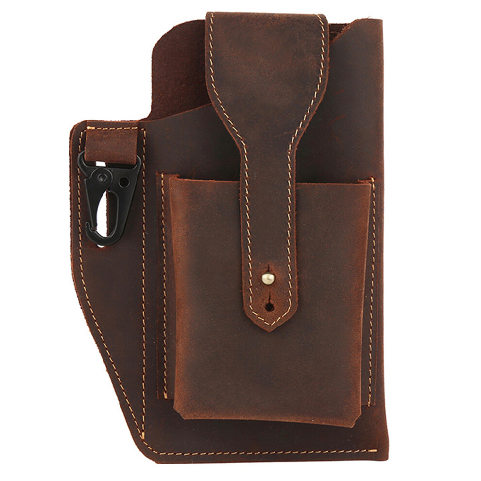 Leather Cell Protector, Secure Leather Flip Enclosure Ensures Quick Access For Your Phone, Multipule Ways To Carry, Compatible With Most Smartphones 9301476398358