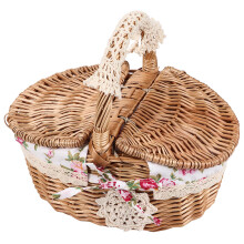 Panier de pique-nique tissé à la main, panier à légumes portable pour les sorties au marché et les aventures en plein air, design rustique en