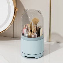 360 drehbarer Makeup-Pinsel-Aufbewahrungsbehälter Blau Großkapazität Staubdicht