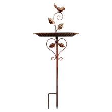 Decorative Handcrafted Iron Outdoor Planter Featuring Bird