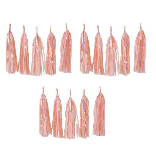 Décorations de ruban avec pompons festifs, bricolage, 15-Pêche