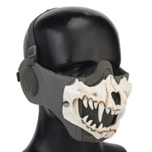 Face Protection Mask for Airsoft, Tactical Half Face Skull Mask with Steel Mesh Double Layer Structure Molded Swivel and Waterproof Design for Hallowe
