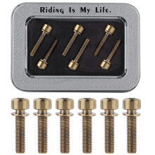 High-Strength Bicycle Stem Parts, Titanium Alloy Hex Screw Chamfer Head For Road And Mountain Bikes, Pack Of 6, M5x20mm, Corrosion-Resistant And Light