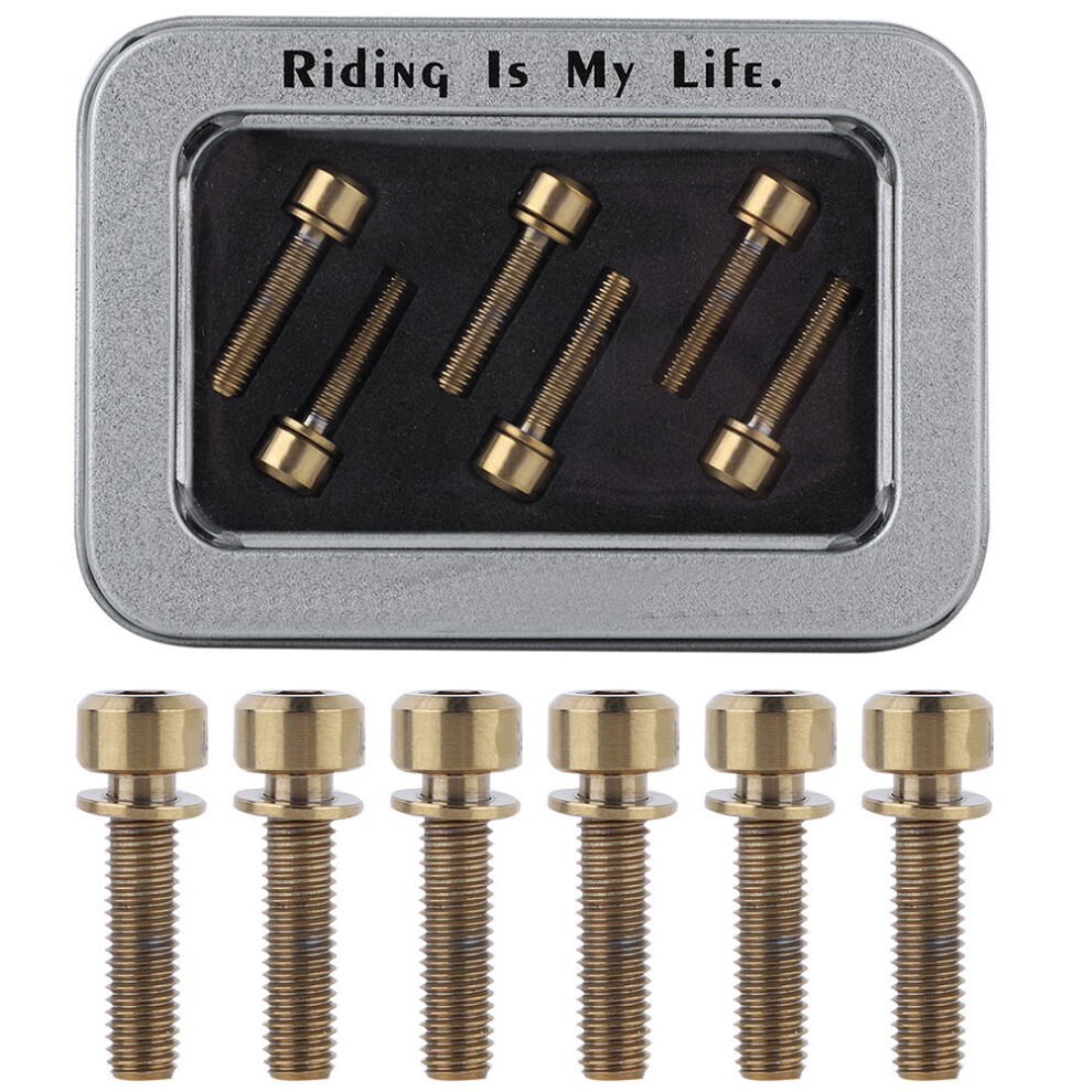 High-Strength Bicycle Stem Parts, Titanium Alloy Hex Screw Chamfer Head For Road And Mountain Bikes, Pack Of 6, M5x20mm, Corrosion-Resistant And Light 9301476305899