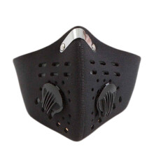 Face Mask with Activated Carbon Filter, Replaceable Filters Anti-Dust Sports Mask with Dual One-Way Breathing Valves, Soft Nylon Fabric Ventilated Hol