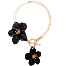 Elegantes 3D-Blumen-Fußkettchen, verstellbare OT-Kette,-Schwarz
