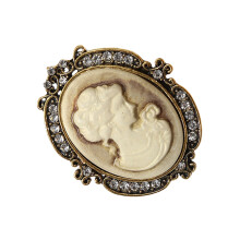 Elegant Vintage Cameo Brooch Pin Set With Antiqued Gold-3
