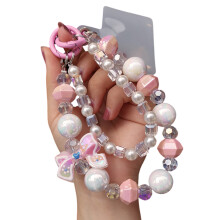 Modisches Perlen-Handy-Lanyard, verstellbare Handschlaufe,-Rosa