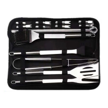 Accessori per barbecue professionali da 16 pezzi, acciaio inossidabile di qualità eccezionale e resistente, finitura lucida, custodia portatile