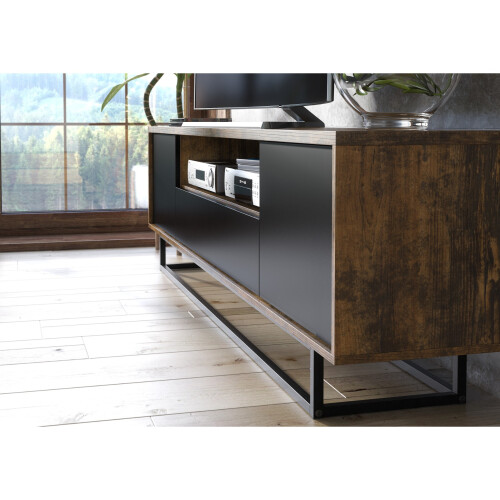 TV Unit 200cm Rift Loft - Rustic & Black 1