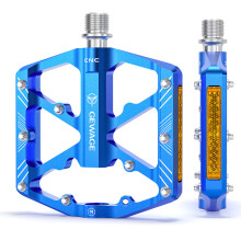 Reflective Mountain Bike Pedals, Sealed Bearing & Sturdy Structure Non-Slip CNC Aluminum Bicycle Platform Pedals for Road Bikes, MTB, E-Bike, Hollow L