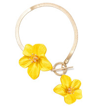 Stilvolles OT-Fußkettchen mit 3D-Blumenanhänger, 27 cm-Gelb