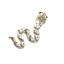 Women Vintage Fashion Brooch Pin with Rhinestones-White