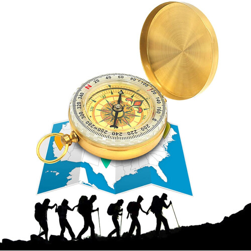 Πυξίδα κατασκήνωσης True North Arrow, λαμπυρίζει στο σκοτάδι, συμπαγής σχεδιασμός για 1