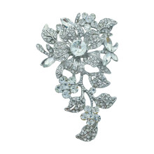 Intricate Designs Crystals Brooch Versatile Women-White