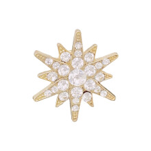 Korean Style Minimalist Hexagram Brooch-Golden white diamond
