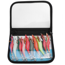 Squid Jig Hook Saltwater Fishing Lures, Luminous Tail Realistic Eyes Glow Shrimp Prawn Artificial Baits for Cuttlefish Octopus Fishing Spring Loaded G