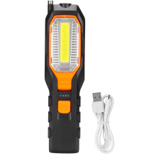 Rechargeable LED Work Light With COB Magnetic Flashlight, 4 Lighting Modes Power Bank Portable Light For Garage Auto Repair And Outdoor Use