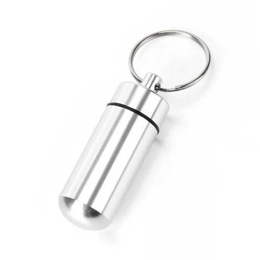 Portable Pill Container with Keychain Attachment, Aluminum Alloy Waterproof Pill Bottle with Airtight Seal and Screw-top Lid, Secure Storage Medicatio