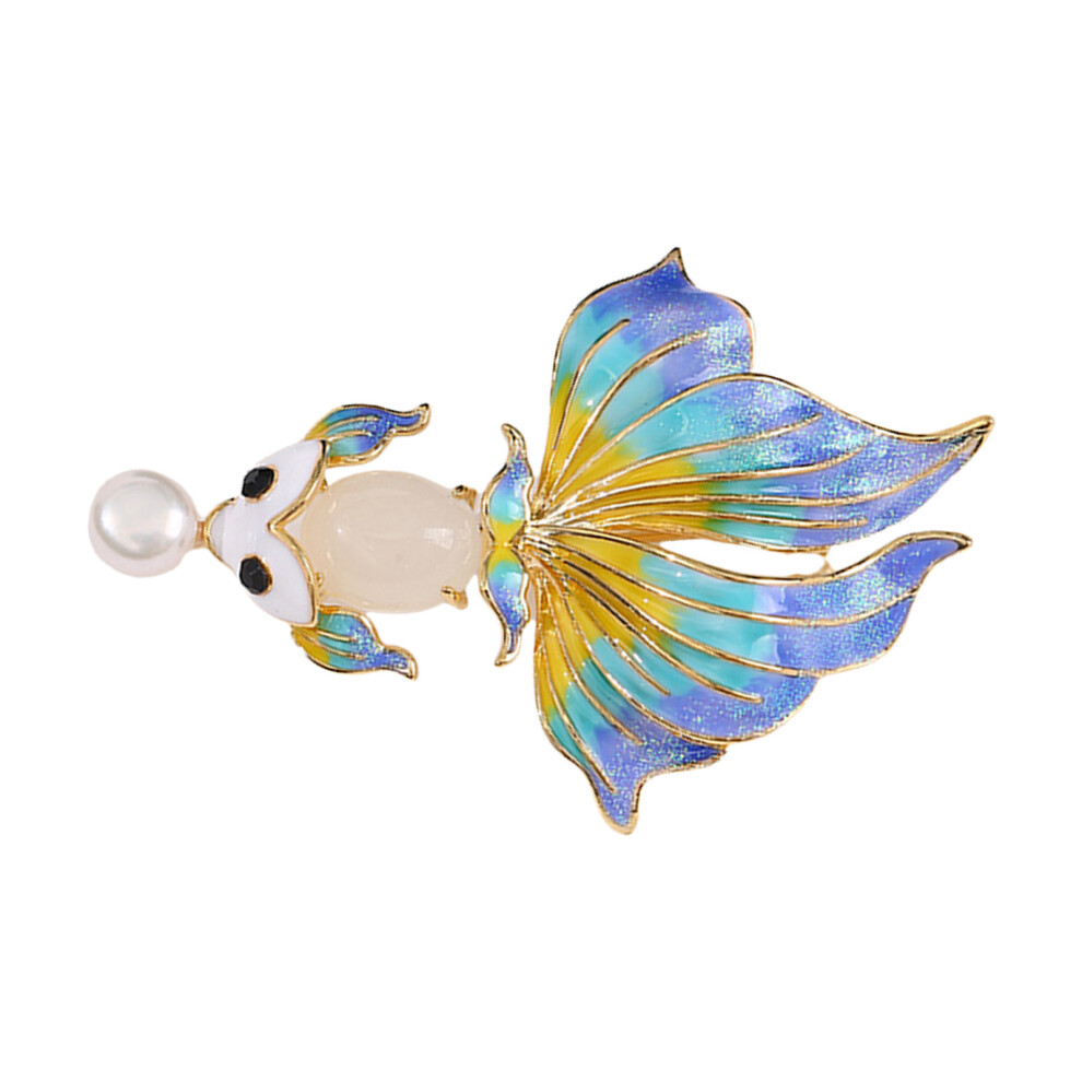 Handcrafted Gradient Goldfish Pin Enamel Craftsmanship-Blue