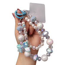Decorative Phone Strap Lightweight Beaded Wristband Phone-Blue
