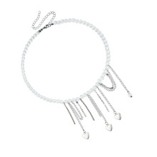 Sparkling Clear Bead Stackable Necklace Romance Tassels Heart