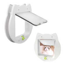Porta per gatti e cani impermeabile, con chiusura a doppia via e blocco, in ABS, bianca