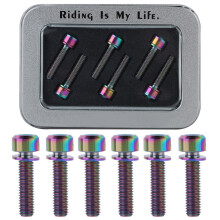 High-Strength Bicycle Stem Parts, Titanium Alloy Hex Screw Chamfer Head For Road And Mountain Bikes, Pack Of 6, M5x20mm, Corrosion-Resistant And Light
