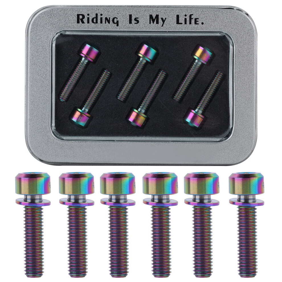 High-Strength Bicycle Stem Parts, Titanium Alloy Hex Screw Chamfer Head For Road And Mountain Bikes, Pack Of 6, M5x20mm, Corrosion-Resistant And Light 9301476937571