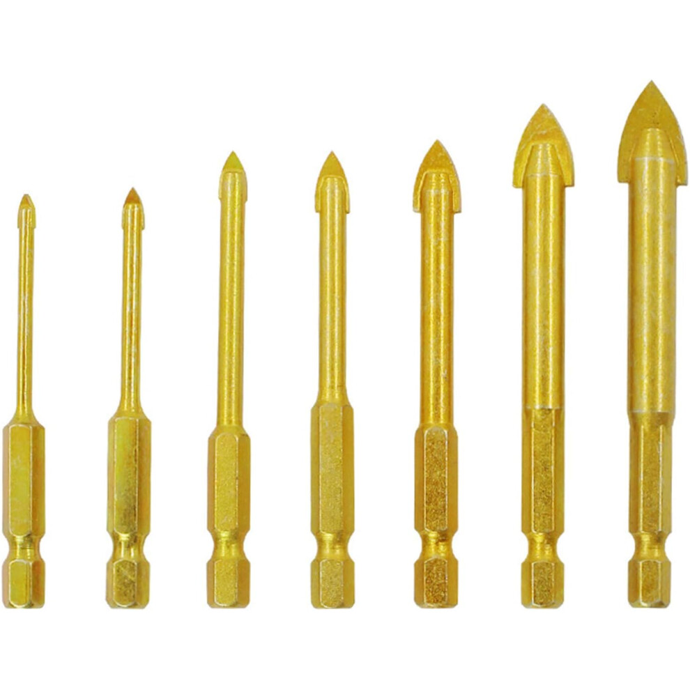 Titanium Coated Hex Shank Drill Bits, Enhanced With Carbide For Maximum Durability, 7 Pieces For Universal Drilling Tasks, Improved Efficiency Across 9004841661025