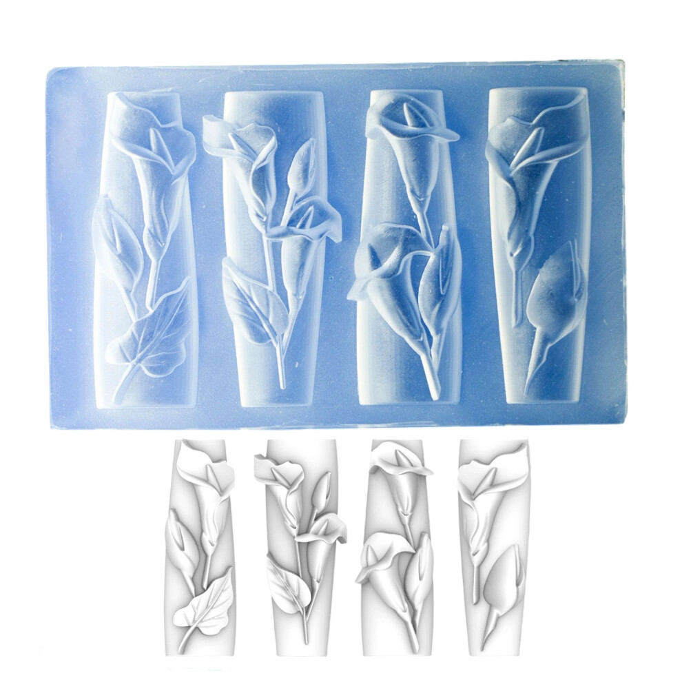 3D Carving Flower Nail Art Mold Silicone Template for DIY-CS137