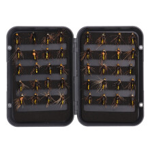 Kit d'assortiment de mouches de pêche à la mouche en acier à haute teneur en carbone, modèles réalistes, nymphes flottantes sèches et noyées,