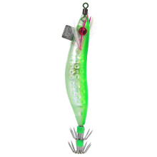 Esca artificiale rigida a forma di calamaro per la pesca in acqua salata con ampia sagoma a dardo, ami flessibili e resistenti, materiale plastico e