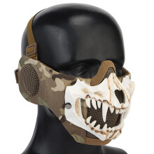 Face Protection Mask for Airsoft, Tactical Half Face Skull Mask with Steel Mesh Double Layer Structure Molded Swivel and Waterproof Design for Hallowe