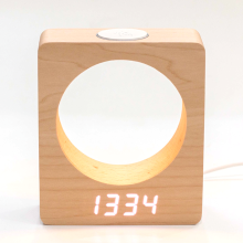 Elegant Solid Wood LED Clock, Dual Alarm Settings, Sunrise Alarm, Brightness Adjustable Display for Home, Office Use