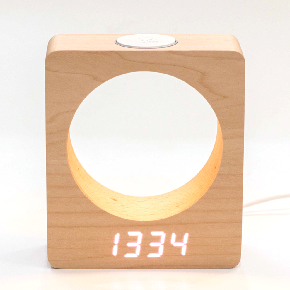 Solid Wood Digital Alarm Clock, Backlight Nightlight With 12/24H Formats, Sunrise Alarm, Dual Alarm Settings For Office, Bedroom 9405630983111