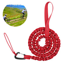 Bike Tow Companion, Elastic Parachute Rope Shock-Absorbing Stretch For Uphill Rides, Carbon Fiber Sill Protector Compatible With Bicycles, Red