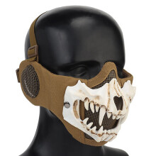 Face Protection Mask for Airsoft, Tactical Half Face Skull Mask with Steel Mesh Double Layer Structure Molded Swivel and Waterproof Design for Hallowe