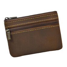 Handicraftsman Crafted Distressed Sheepskin Coin Pouch-brown