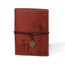 Caderno de escrita vintage, caderno de viagem recarregável com papel kraft pautado para anotações e escrita em diário, capa de couro com