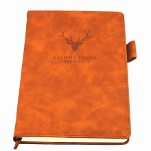 Caderno de couro tamanho A5, capa dura em couro sintético macio, com bolsos laterais para uso profissional, escolar e viagens.