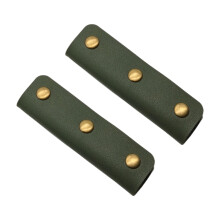 1 Pair Soft PU Leather Bag Grips Bags Handle Sleeve For-Green