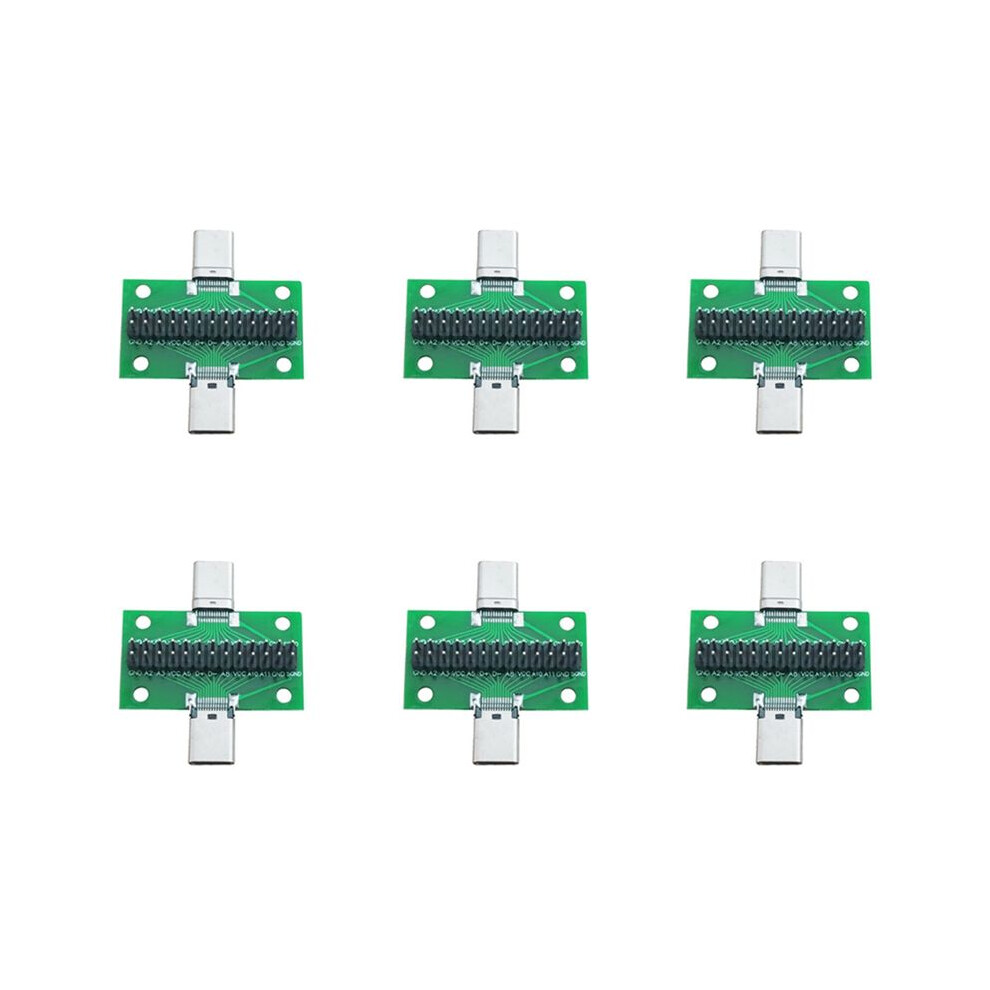 6X Male To Female Type C Test Pcb Board Universal Board With Usb 3.1 Port 20.6X36.2mm Test Board With Pins 4711655221233